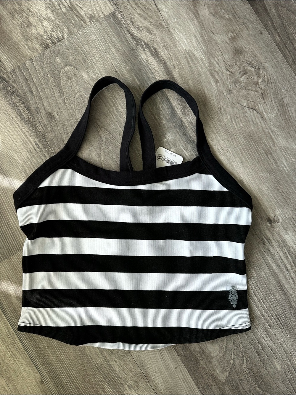 Free People Movement Black  & White Striped Women’s Crop Tank Top